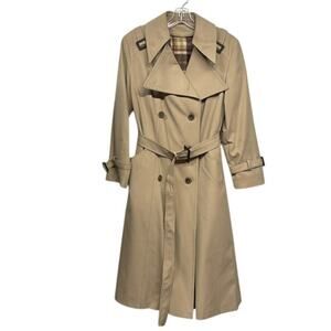 Vintage Tan Smug Women  70's Mod Double Breasted Trench Rain Lined Belted Coat